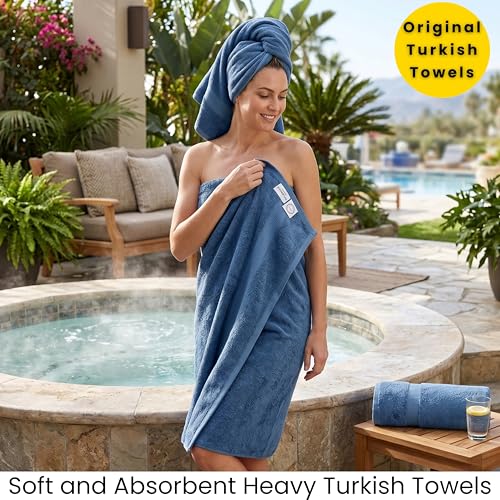 SALBAKOS 2-Piece 100% Turkish Cotton Extra Large Bath Towel 35x70 inch | Premium Hotel Quality Bath Sheet Towels | Thick, Soft, Absorbent, Oversized Bath & Beach Towels (Blue, 2 Bath Sheets) - color: Blue, size: 2 Bath Sheets