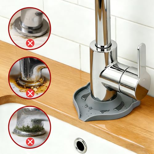 Compact Silicone Kitchen Sink Faucet Splash Proof Mat, Tap Water Diversion Splash Guard Drain Pad(Grey,2PCS) - color: Greyx2