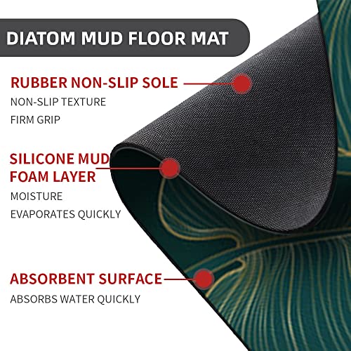 Diatomaceous Earth Bath Mat,The Leaves Non-Slip Volume Super Absorbent Fast Drying for Bathroom Kitchen Door mat,Eco-Friendly Easy to Clean 17×27.5Inch (43 * 70cm) - color: The Leaves, size: 1'5" x 2'4" (Rectangular)
