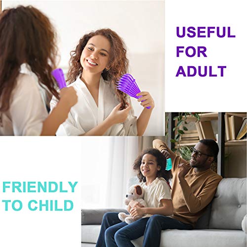 2 Pieces Detangling Brush for Afro America/African Hair Textured 3a to 4c Kinky Wavy/Curly/Coily/Wet/Dry/Oil/Thick/Long Hair, Knots Detangler Easy to Clean (Green, Purple) - color: Green, Purple