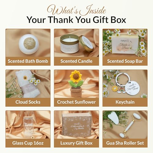 Thank You Gift Box for Women – Self Care Spa Set for Coworkers, Teachers, Nurses & Friends, Appreciation Care Package for Birthdays & Thinking of You Gift Box Set - color: Thank You