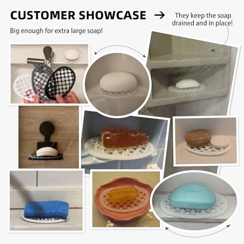 2 Pack Soap Dish for Shower, Non-Slip Silicone Bar Soap Holder with Efficient Drainage Holes for Bathroom Sink, Self Draining Soaps Saver Pad for Shower Niche, Shelf (Translucent- 2Pcs) - color: Translucent- 2pcs