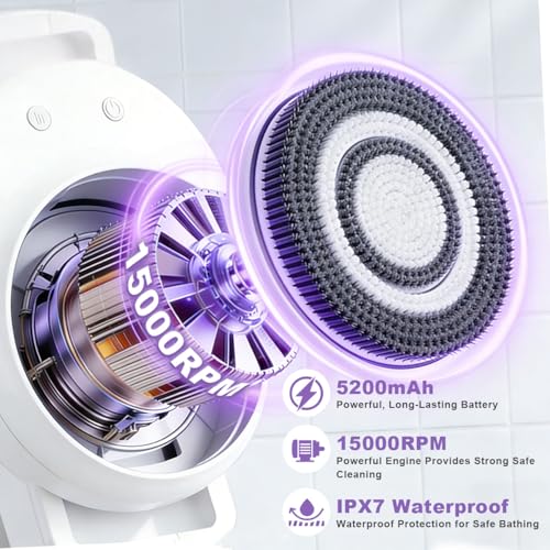Electric Back Scrubber for Shower Wall Mounted, Hands-Free Automatic Shower Back Washer with 3 Replaceable Heads, Perfect for Men and Women, Easy to Install