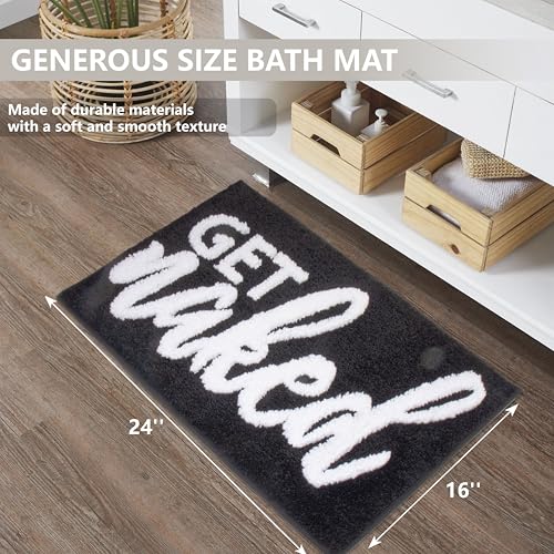 KOEXM Get Naked Bath Mat Cute Bathroom Rugs 16" x 24", Non-Slip Absorbent Funny Black Bath Mat, Small Bathroom Rug Machine Washable - color: Black 3.0, size: 1'4" x 2' (Rectangular)