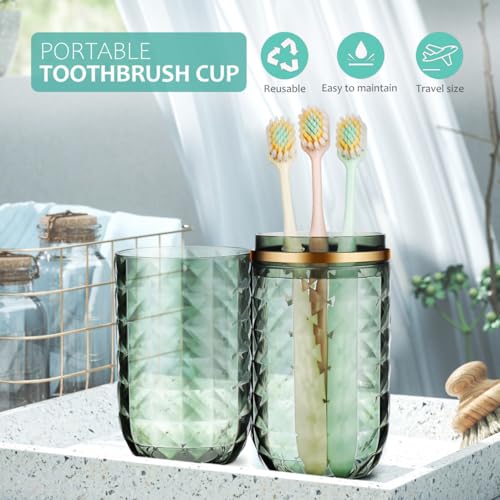 Didiseaon 2PCS Travel Toothbrush Case Portable Toothbrush Holder Cup Storage Container for Home Bathroom Trip School (2)
