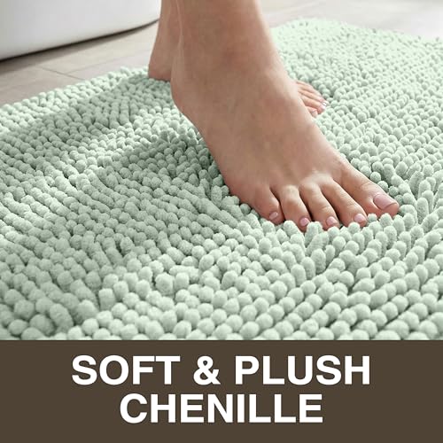Neater Home Plush Bathroom Rugs 36x24 Thick Chenille Quick Dry Microfiber Absorbent Bath Mat, Soft Bath Rugs, Machine Washable Bathroom Floor Mat for Tub Shower Sink, Home Decor Accessories, Green - color: Sage Green, size: 36" x 24"