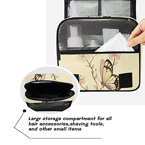 senya Hanging Travel Toiletry Bag Kit Makeup Case Cosmetics Organizer for Men Women - color: Butterfly Watercolor