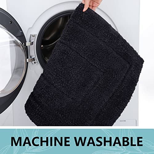 Buganda Bathroom Rugs, 24" x 16", Soft and Absorbent Microfiber Bath Rugs, Shaggy Shower Carpet, Machine Wash Dry Bath Mats for Bathroom Floor, Tub and Shower, Black - color: Black, size: 24" X 16"