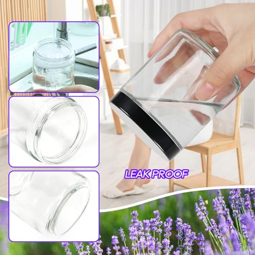 3 Pack Clear Glass Jars with lids, 4 oz, 2oz and 1 oz, Reusable Sample Jars | Small Cosmetic Containers with Inner Liners, Leak-Proof Travel Jars for Lotions, Scrubs, and Candle Making, Labels & Spatulas - color: Clear-1-3oz-3pcs