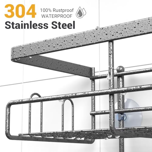 AKTECKE Shower Caddy Hanging Bathroom Organizer: Rustproof Shelf for Inside Shower - No Drilling Racks Over Showerhead - Bath Shelves for Shampoo Soap - color: Silver