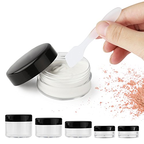 Accmor 10 Pieces Makeup Travel Containers with Lids 0.11/0.18/0.35/0.53/0.7 OZ Size Cosmetic Jars with 5 Pieces Mini Spatulas for Gift(random color) - color: 2 Colors