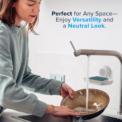 SlipX Solutions Strong Hold Soap Saver, Suction Cup Soap Holder, Must Have Universal Kitchen & Bathroom Shower Accessories, White - color: White, size: Single Tray (1 Pack)