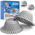 zaa Shower Drain Hair Catcher, 2 Pack Silicone Collapsible Bathtub Drain Cover Dog Hair Catcher & Protector for Pop-Up & Regular Drains of Shower, Bathtub, Tub, Bathroom, Diameter 4.5" - color: Gray