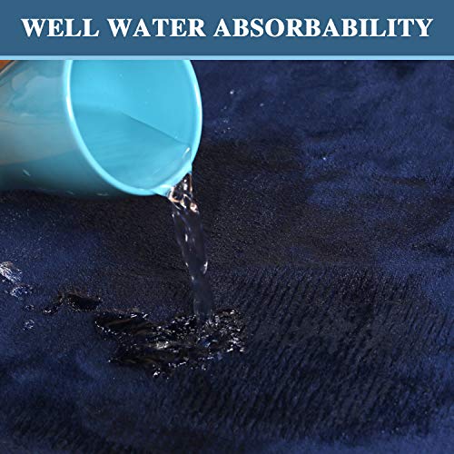 H.VERSAILTEX Kitchen Mat 2 PCS Non Slip Memory Foam Flannel Velvety Kitchen Runner Rugs Set - Water Absorbent Soft (47" x 17" + 24" x 17", Navy) - color: Navy, size: 47" x 17" Plus 17" x 24"