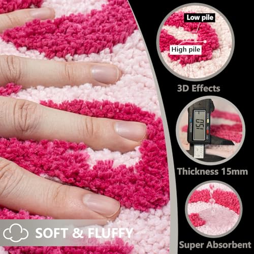 KOEXM Get Naked Bath Mat Cute Bathroom Rugs 16" x 24", Non-Slip Small Pink Bathroom Rugs, Water Absorbent Machine Washable Funny Bath Mat - color: Pink 2.0, size: 1'4" x 2' (Rectangular)