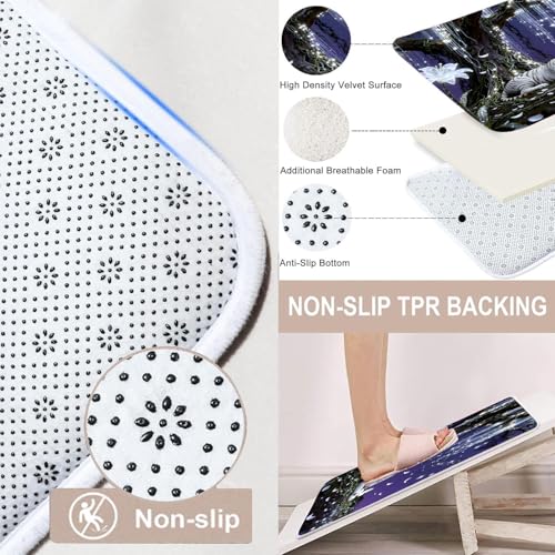 4 Piece Purple and White Shower Curtain Set with Rugs, Dreamy White Tiger & Butterfly Under Glowing Tree, Fantasy Aesthetic Waterproof Fabric Bathroom Decor, Non-Slip Mats & Toilet Lid Cover - color: Purple