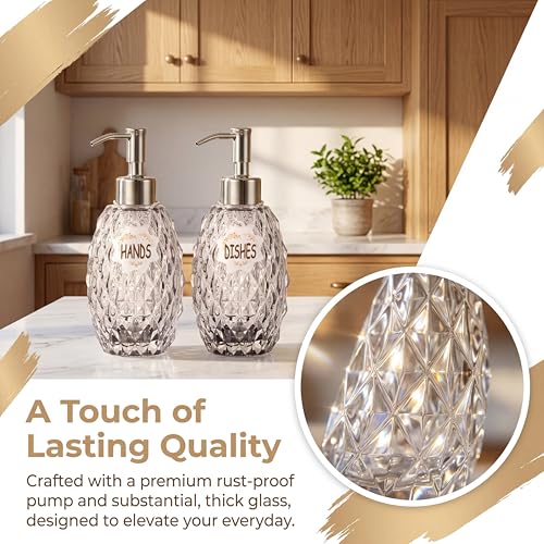 MALACHI Glass Soap Dispenser, 304 Rustproof Stainless Steel Pump, Refillable Multi‑use for Hand Soap, Dish Soap, Body Wash, Shampoo, Baby Wash for Bathroom Kitchen & Commercial - color: Black