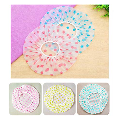 3 Pcs Waterproof Shower Caps, Plastic Reusable Bath Caps Elastic Band Bath Hair Hat for Women Ladies Spa Salon