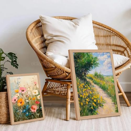 2Pcs framed Nature Floral Canvas Wall Art meadows and wildflowers plant and flower prints canvas Painting watercolor floral Picture print for living room bedroom or bathroom Decor16x24in - color: Meadows and Wildflowers, size: 16x24 Inches