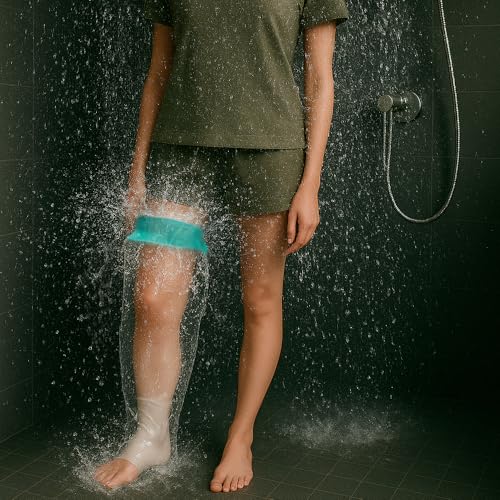 Cast Covers for Shower Leg, Waterproof Cast Cover for Showering/Swimming, Cast Protector for Shower Leg Adult, Water Proof Shower Boots for Foot after Surgery, Knee, Ankle, Boot (Diameter-7.9") - color: Leg, style: Reinforced Green