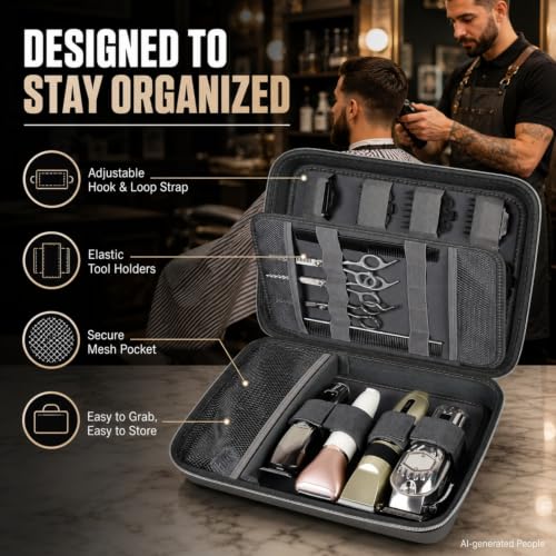 Boobowl Hard Travel Case for Hair Clippers, Hair Cutting Barber Supplies Organizer Bag, Trimmer Storage Holder for Ufree/for Wahl Men Razor Guard Grooming Kits -Box Only (Dark Grey) - color: Dark Grey
