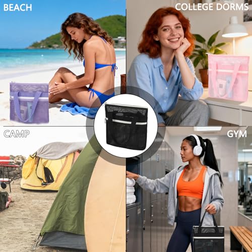 GYEUKHAM Portable Mesh Shower Caddy with 2 Zipper Pockets & Dual Handles, Quick-Drying Hanging Shower Tote for College Dorm, Gym, Travel & Camping, Purple - color: Small-Purple-1 Pack