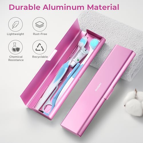 Wider Aluminum Toothbrush Travel Case, Portable Travel Toothbrush Holder, Durable Manual Toothbrush Box Container for Traveling, Bathroom, Camping, Business Trip, Pink - color: Pink, size: 1 Pack (Large)