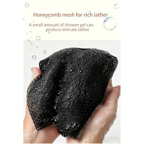 Exfoliating Bath Towel Set for Women Strong Cleaning Back Scrubber - color: Black