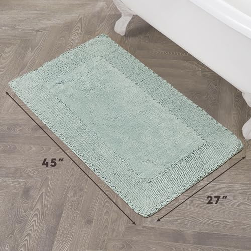 Laura Ashley Ruffle Border Aqua 27"x 45" 100% Cotton Bath Rug - color: Aqua, size: 2'3" x 3'9" (Rectangular)