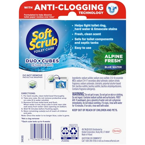 Soft Scrub in-Tank Toilet Cleaner Duo-Cubes, Alpine Fresh, 4Count (Pack of 7) - size: 4 Count (Pack of 7)