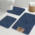 GORILLA GRIP Bathroom Rug Sets 3 Piece, Bath Mat Set and Oval Toilet Base with Rubber Backing, Plush Absorbent Shaggy Chenille Washable Mats, Includes 24x19.5, 24x17 and 30x20 Inch Rugs, Navy - color: Navy, style: 24"x19.5" + 24"x17" + 30"x20" - 3 Pack