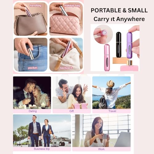 4 Pcs Refillable Perfume Atomizer, Travel Perfume Bottle Refillable and Leak-Proof, Portable Empty Cologne Atomizer, Mini Refillable Perfume Bottle for Pocket, Easy to Refill Decant Sprayer (10 ml) - size: 10 ml