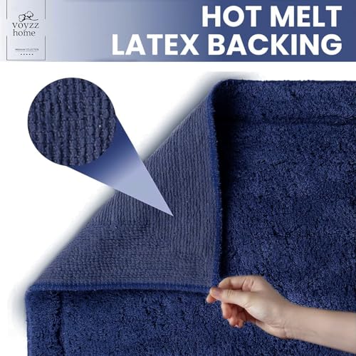 voyzz home Luxurious 100% Cotton Bathroom Rug Mats - Featuring Ultra-Soft Plushness, Non-Slip Design, Thickness, and Washability. Enhancing Home Decor, Bath Mat Measuring 20"x32" Plain Blue.… - color: Blue Plain Single 20x32