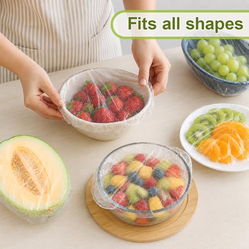 300PCS Bowl Covers for Bread Proofing – QUINGLU Elastic Plastic Food Covers, BPA-Free Reusable Disposable Wraps, Thickened Shower Caps for Bowls, Plates, fruit, Leftovers & Outdoor Picnics - size: Large-300