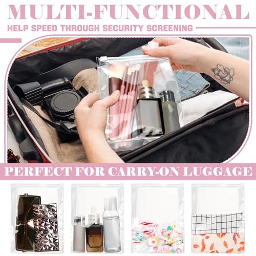 Xuniea 100 Pcs Mini Clear Makeup Bag PVC Small Travel Toiletry Organizer Pouches Bulk Waterproof Transparent Plastic Cosmetic Bag with Zipper for Women Men Travel(5.1'') - size: 5.1''