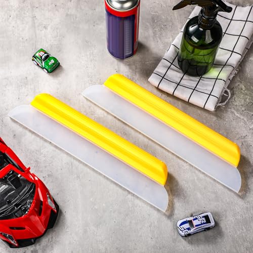 4 Pack 14 inch Car Drying Squeegee Longer Silicone Automotive Water Wiper Flexible Auto T-Bar Rubber Blade for Car Windshield Glass Window Bathroom Shower Squeegees Wash Tool (Yellow) - color: Yellow
