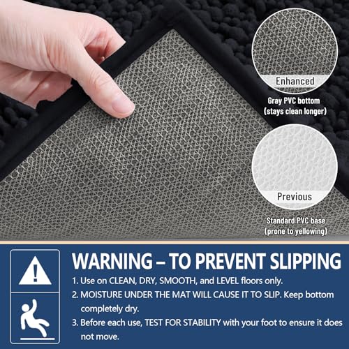 Arotive Luxury Bathroom Runner Rugs 47x20, Extra Soft Thick Absorbent Shaggy Chenille Bath Rugs, Machine Wash Dry, Bath Mats for Bathroom Floor, Tub and Shower, Home Decor Accessories, Black - color: Black, size: 47" X 20"