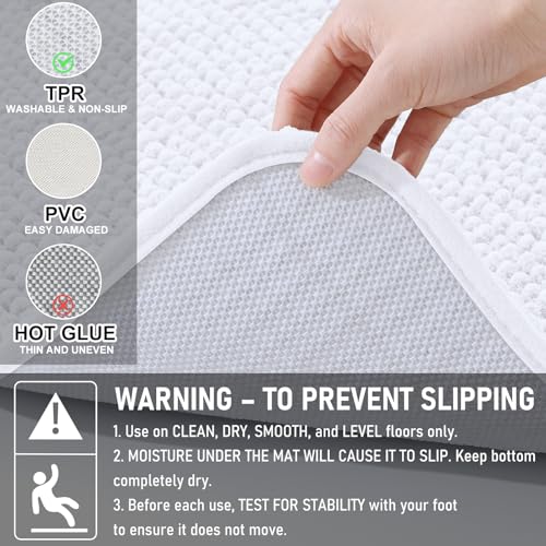 Arotive Bathroom Rugs 30" x 20", Ultra Soft Absorbent Chenille Bath Rugs, Rubber Backing, Machine Washable Bath Mats for Bathroom Floor, Tub and Shower, Home Decor Accessories, White - color: White, size: 30" X 20"