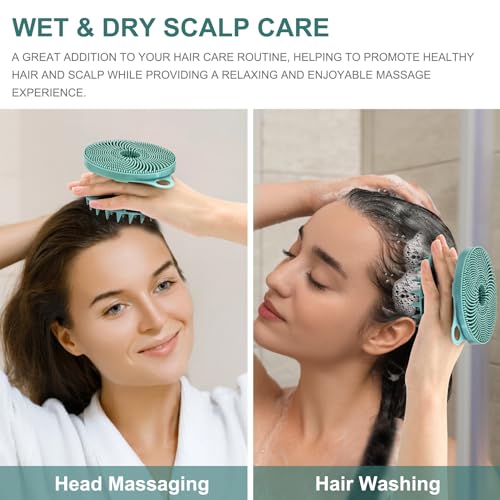 INNERNEED 2in1 Silicone Body Scrubber & Scalp Massager Shampoo Brush, Green | Food-Grade Soft Material, More Hygienic, Easily Lather, Convenient for Travel, Gym, Business,etc - color: Dark Green