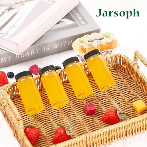 Jarsoph 2oz 60ml 24 Pcs Clear Glass Bottle with Lids, Wellness, Juice, Mini | Leakproof Mini Travel Bottles, Decorative Bottles Set for Spices - size: 2OZ 24PCS