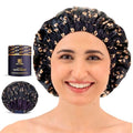 Luxury Reusable Shower Cap for Women - Satin Lined, Adjustable & Waterproof - Keeps Hair Dry- Durable Hair Bonnet by BEAUXSOI (Fleur de Nuit) - Floral design - color: Fleur de Nuit