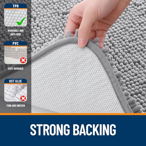 OLANLY Bathroom Rugs Sets 3 Piece, Soft Absorbent Chenille Bath Mats and U-Shaped Contour Toilet Rug, Quick Dry, Home Decor Accessories, Bath Mat Set for Bathroom (30"x20"+24"x16"+24"x20", Grey) - color: Grey, size: 30" X 20" + 24" X 16" + U24" X 20"