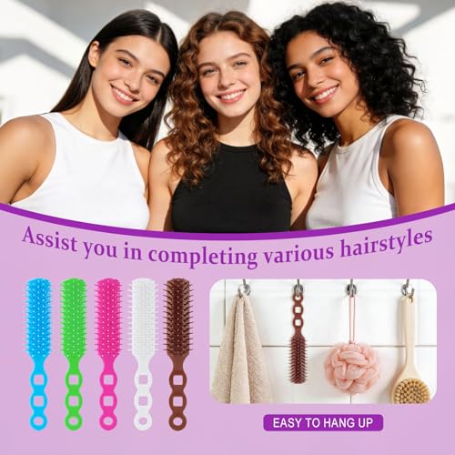 Hair Brushes in Bulk Individually Wrapped for Homeless,Plastic Hair Brush for Curly Wavy Hair,Detangling Hair Brush for Nursing Charity Hotel Shelter(Blue Rose Red White Green Brown) (Pack of 40)