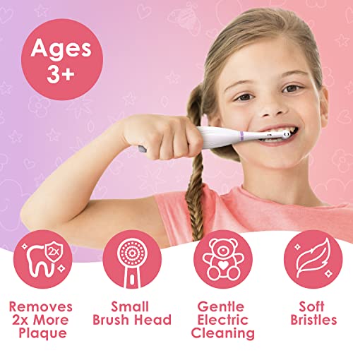 Brusheez Kids’ Electric Toothbrush Set - Safe & Effective for Ages 3+ - Parent Tested & Approved with Gentle Bristles, 2 Brush Heads, Rinse Cup, 2-Minute Timer, & Storage Base (Sparkle the Unicorn) - color: Sparkle the Unicorn