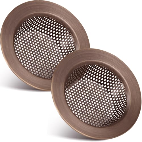 Retisee 2 Pcs Sink Strainer Stainless Steel Kitchen Sink Drain Strainer Basket Cover Mesh Hair Food Catcher, Large Wide Rim of 4.4 Diameter(Red Bronze) - color: Red Bronze