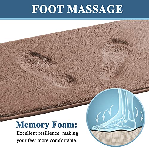 H.VERSAILTEX Bath Mat Memory Foam Set Bathroom Rug Set Flannel Velvety Bath Mat Luxury Extra Soft and Absorbent Non Slip Rugs for Bathroom/Bedroom Washable(Curved Set 24"x 36" Plus 20"x 24"U, Taupe) - color: Taupe, size: 24" x 36" Plus 20" x 24" U