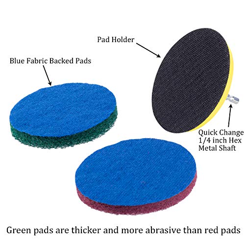 Kichwit 4 Inch Drill Power Brush Tile Scrubber Scouring Pads Cleaning Kit, Includes Attachment, Heavy Duty Household Cleaning Tool (Drill NOT Included) - size: 4 Inch