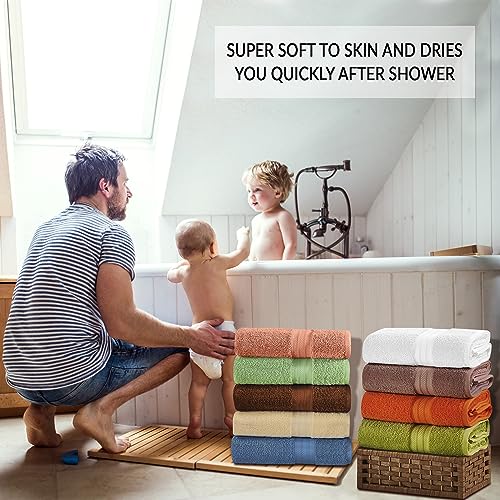 Superior 100% Cotton 3-Piece Towel Set, Heavyweight Plush Absorbent Towels for Bathroom, Spa, Gym, Integrated Hanging Hooks, Set Includes 1 Bath, 1 Hand, 1 Face Towel, Atlas Collection, Sandstone - color: Sandstone, size: 3-Piece Towel Set