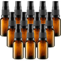 VitalUp 12 Pack Empty Refillable Glass Amber Pump Bottle Ideal for Lotion Cream Essential Oil Travel Small Container, 15ml - size: 12 Pack (15ml)