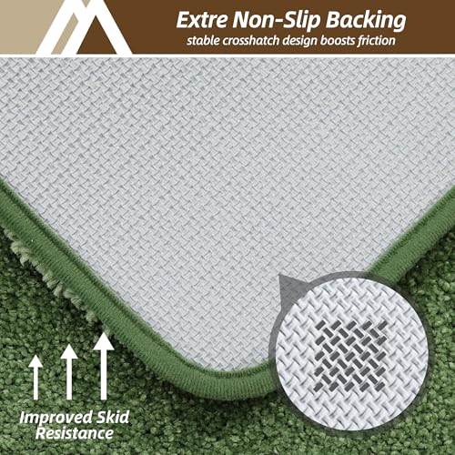COSY HOMEER Extra Thick Bath Rugs for Bathroom - Anti-Slip Bath Mats Soft Plush Yarn Shaggy 100% Strong Mirco Polyeste Mat Living Room Bedroom Mat Floor Water Absorbent(Green,16x24 - Inches) - color: Green, size: 1'4" X 2' (Rectangular)